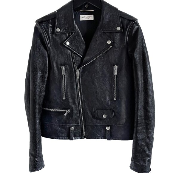 Saint Laurent 2018 Classic Black Leather Motorcycle Biker Jacket - Picture 1 of 9